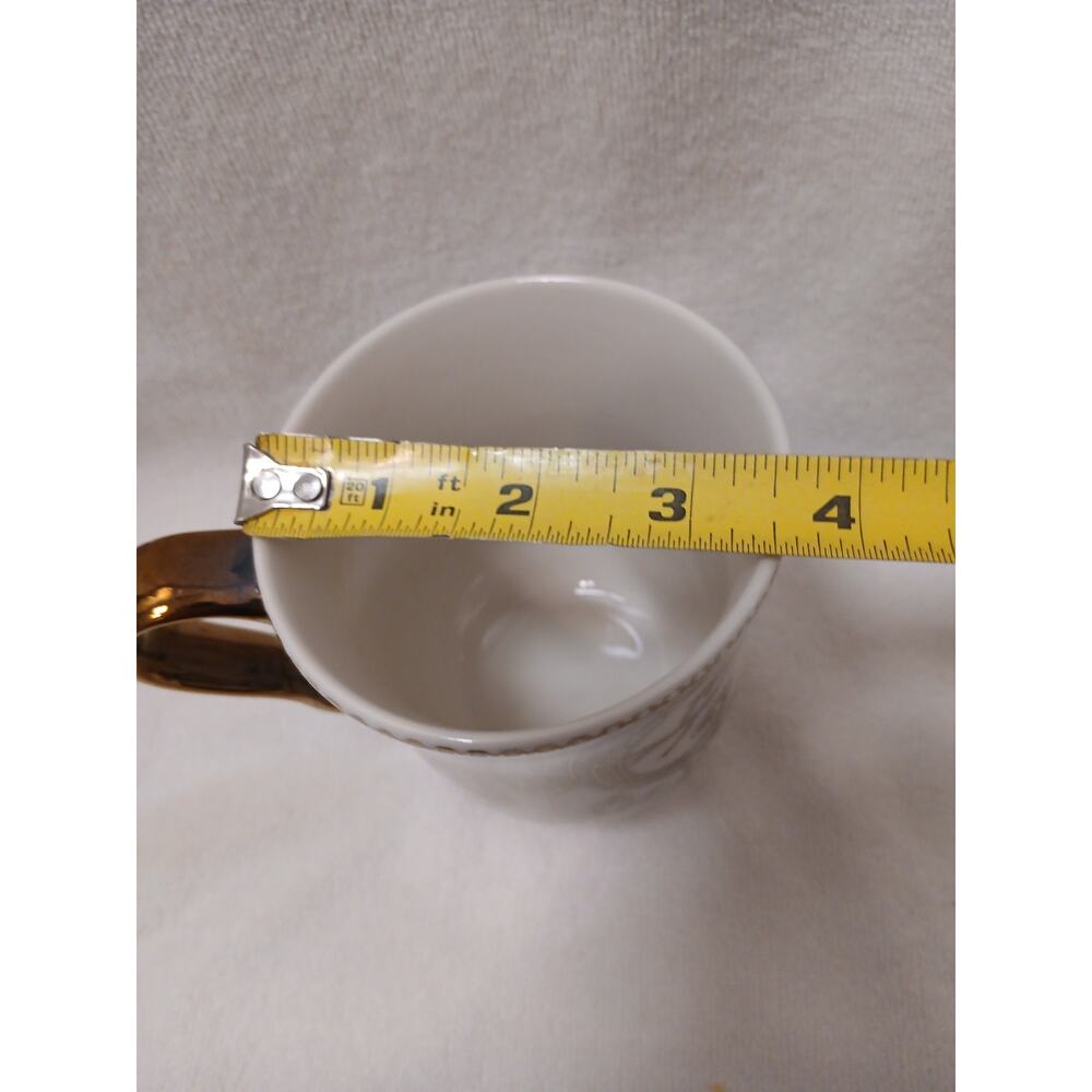 222 Fifth ADELAIDE Gold Gilded Mug 12oz Coffee Tea Latte Cup French Bird Floral - Picture 10 of 13